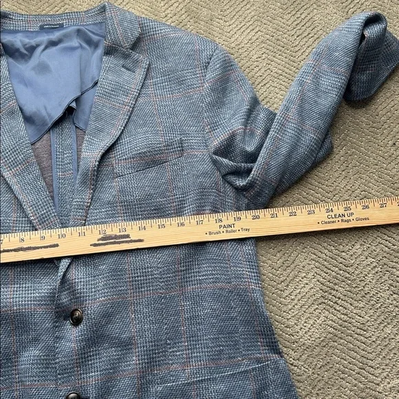 Peter Millar Holden Slim-Fit Checked Wool, Silk and Linen-Blend Blazer Blue 44R - Picture 9 of 13